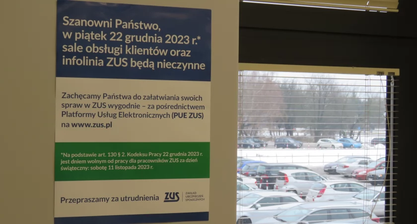22 grudnia w Zakładzie Ubezpieczeń Społecznych nie załatwisz żadnych spraw. Urząd zamknięty