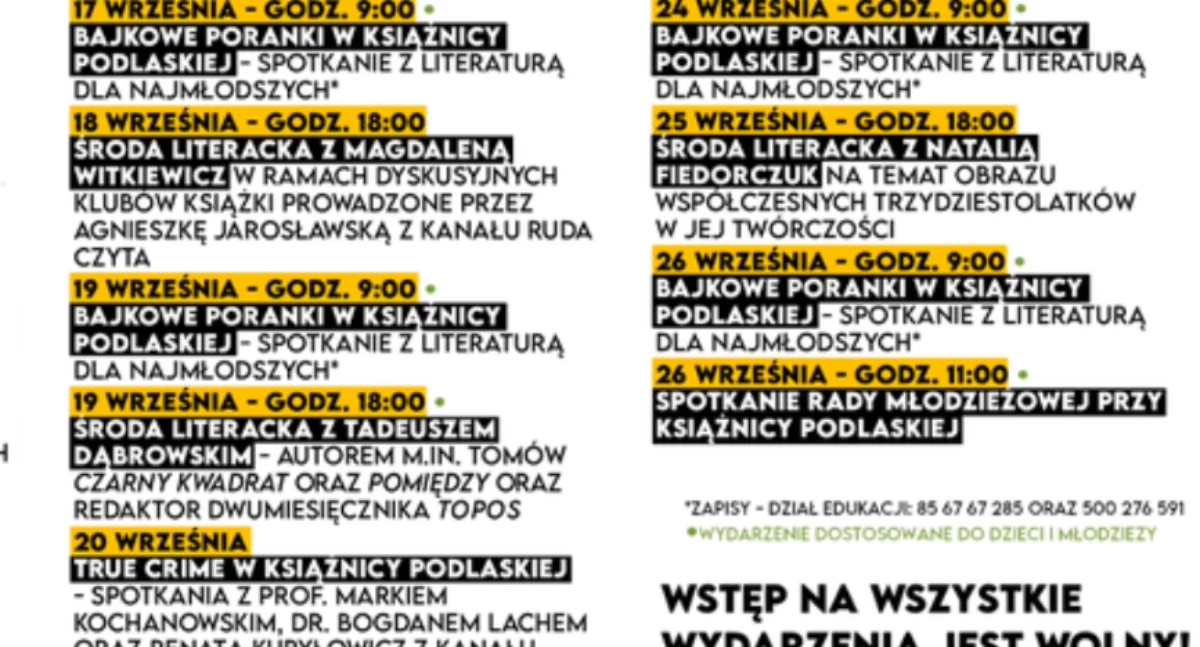 Książnica Podlaska przygotowała na wrzesień sporo wydarzeń