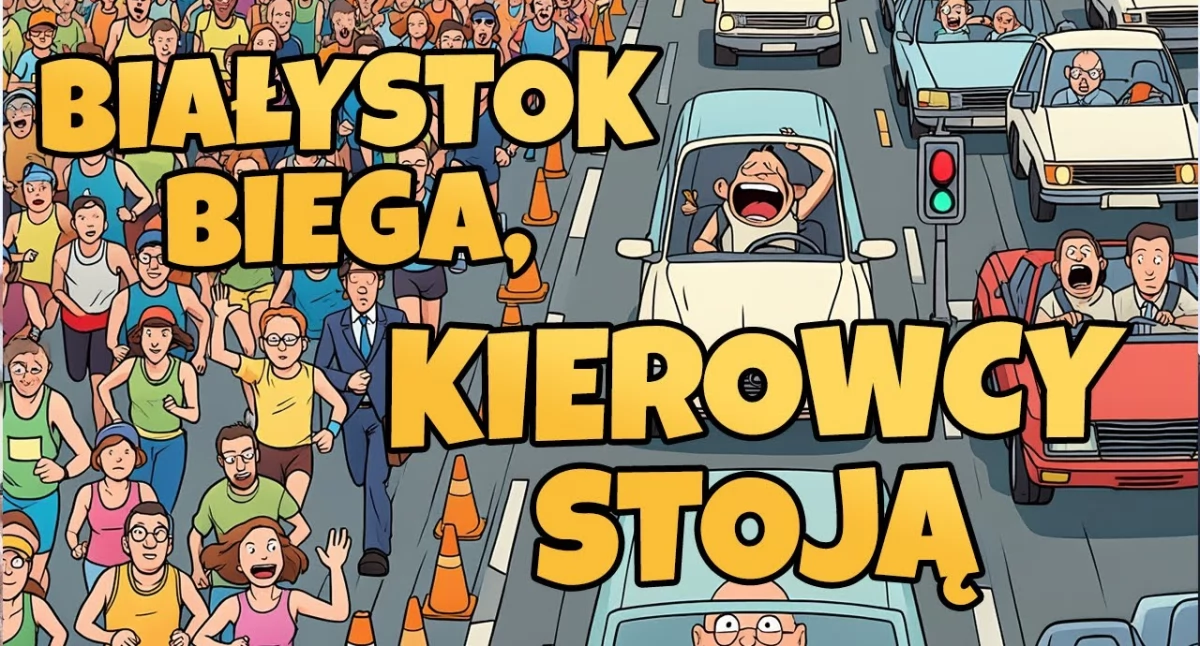 Białystok biega, kierowcy stoją. Miejski paraliż drogowy (WIDEO)