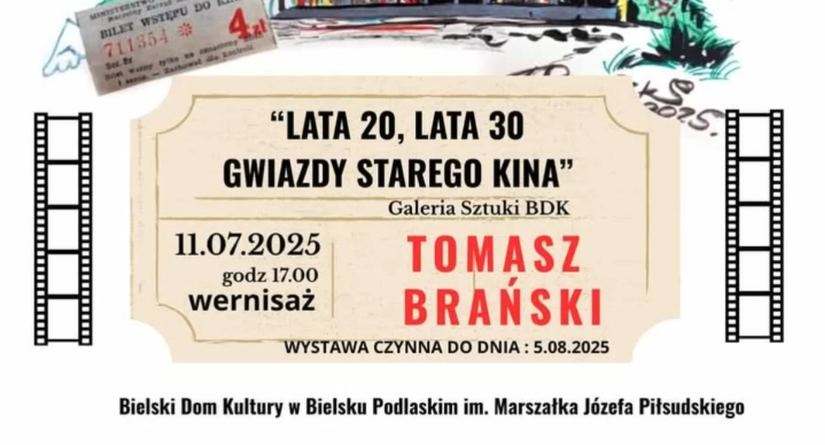 Karykatury gwiazd Starego Kina w Bielsku Podlaskim. Wystawa Tomasza Brańskiego 
