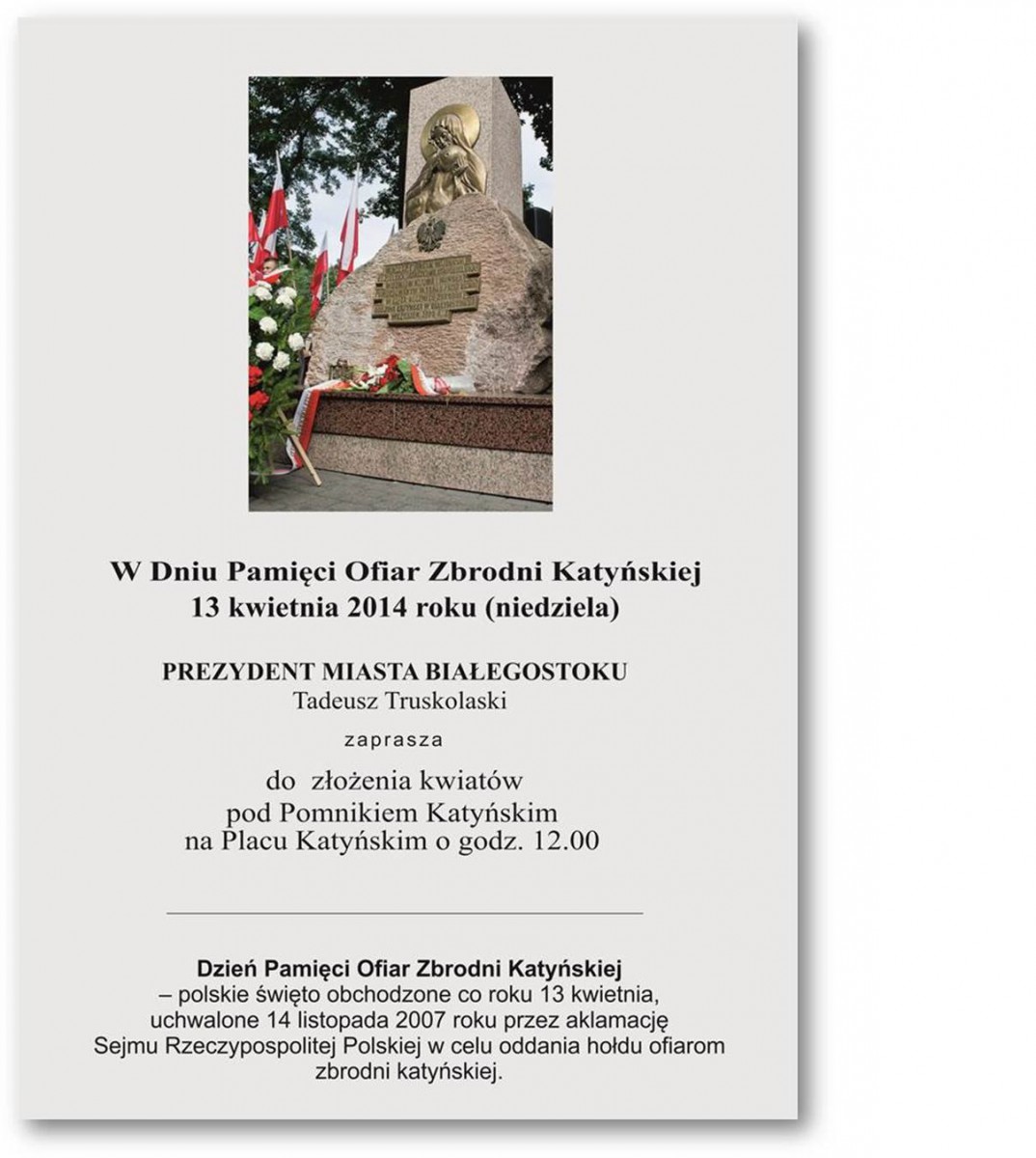 Białystoczanie pamiętają o ofiarach Smoleńska