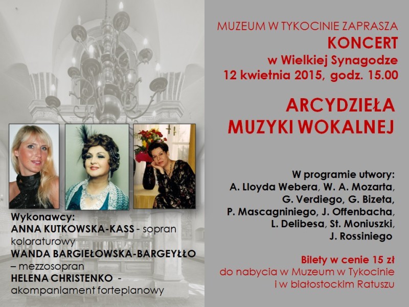 Arcydzieła Muzyki Wokalnej w Wielkiej Synagodze w Tykocinie