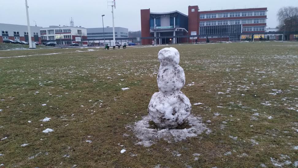 Student ulepi bałwana - nawet bez śniegu
