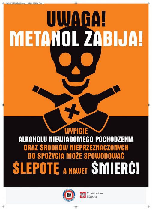 Uwaga na zatrucie metanolem