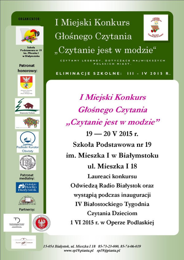 I Miejski Konkurs Głośnego Czytania „Czytanie jest w modzie”