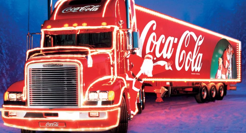 Selfie ze świąteczną ciężarówką Coca Coli
