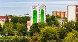 Gigantyczne ogórki na ścianie białostockiego akademika
