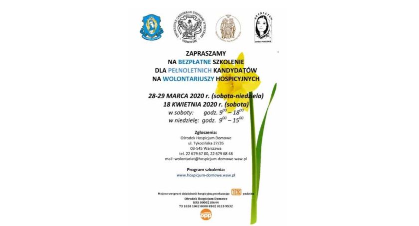 Szkolenia dla pełnoletnich kandydatów na wolontariuszy hospicyjnych