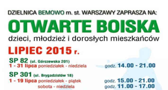 Harmonogram Otwarte Boiska - lipiec-sierpień 2015