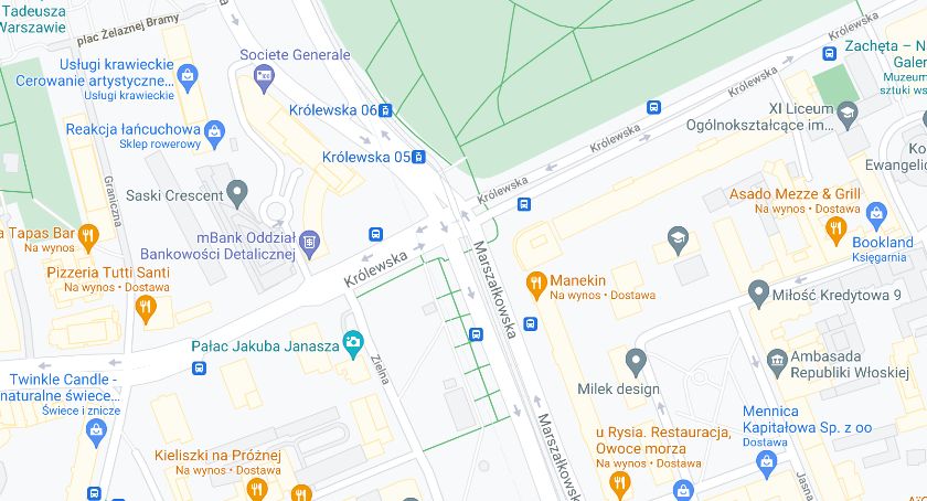 Zwężenie ulicy w centrum Warszawy. Ważne skrzyżowanie Śródmieścia będzie zamknięte