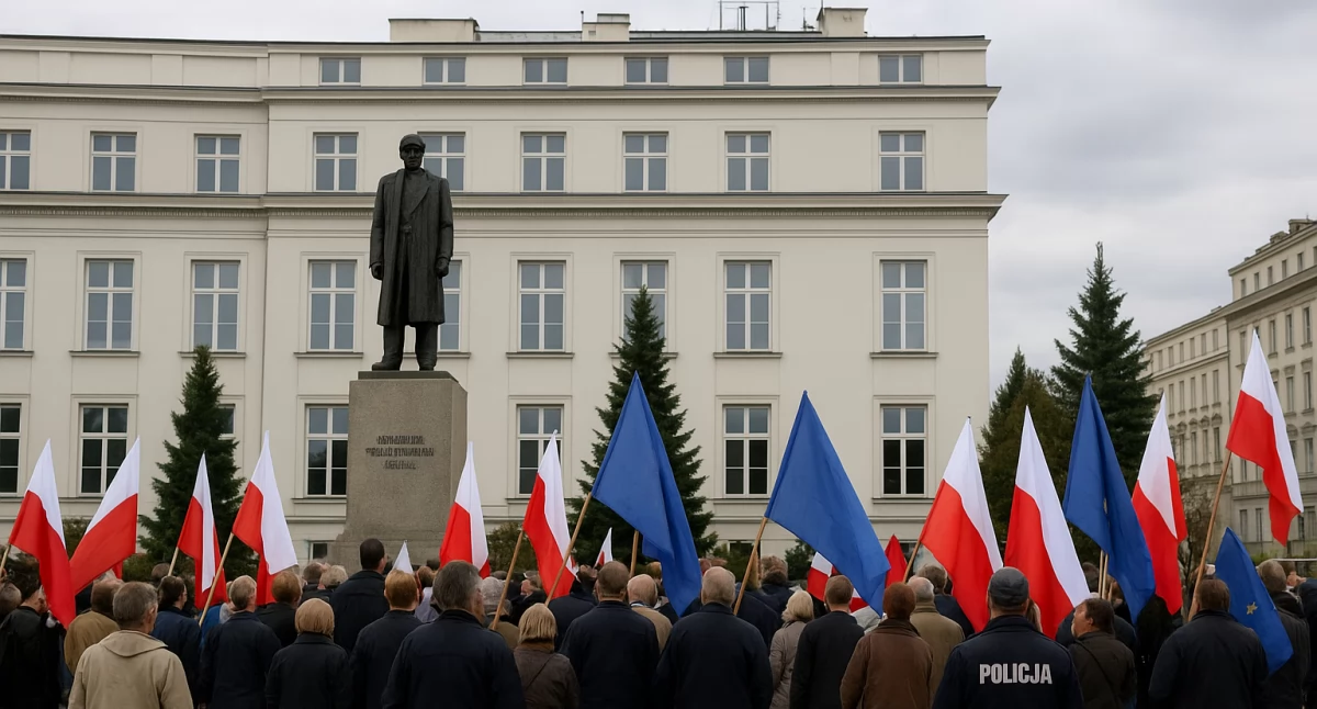 Marsz Grzegorza Brauna przeciw imigrantom. Spalona flaga UPA i antyukraińskie hasła