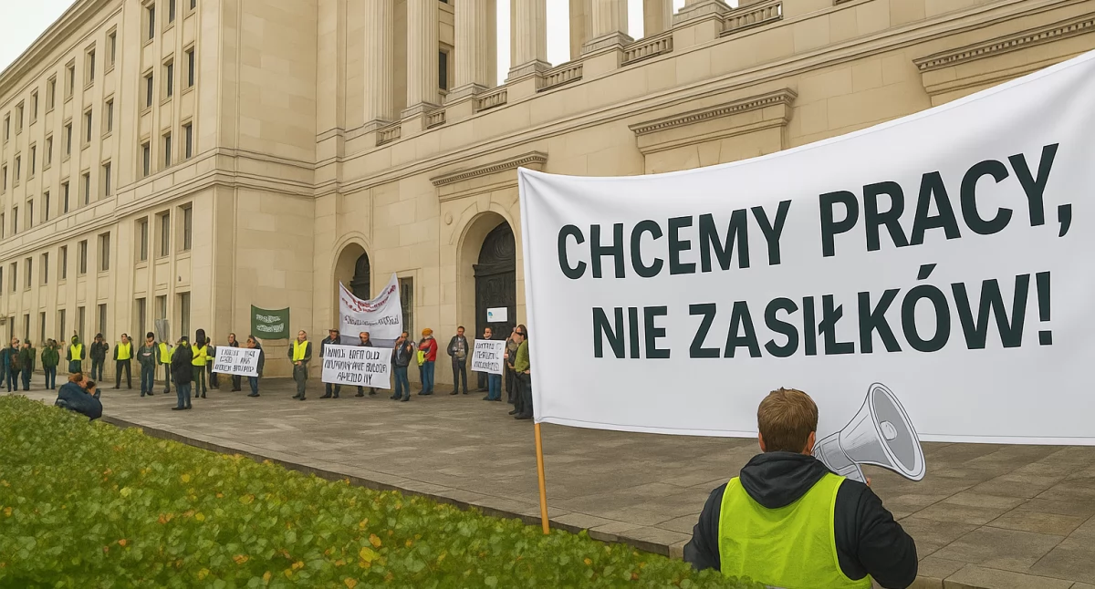 „Chcemy pracy, nie zasiłków!” - rolnicy protestują przed Ministerstwem Rolnictwa