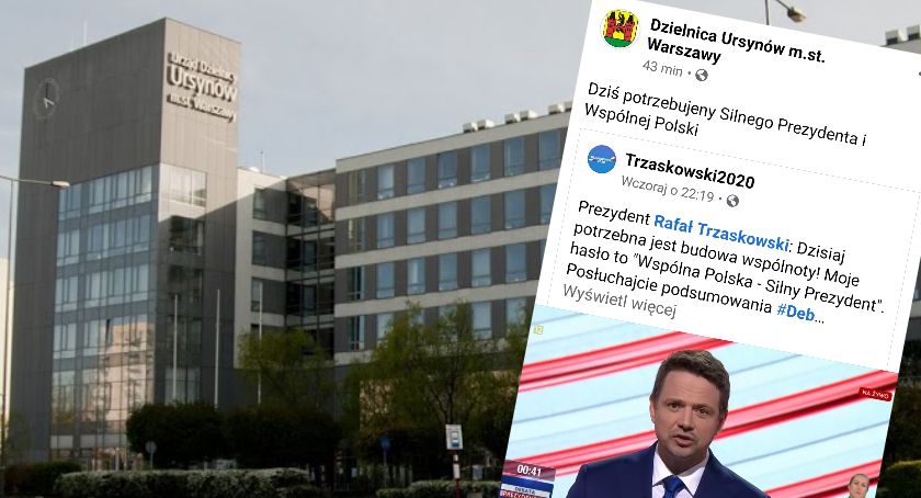 Urząd Dzielnicy Ursynów promuje Trzaskowskiego?