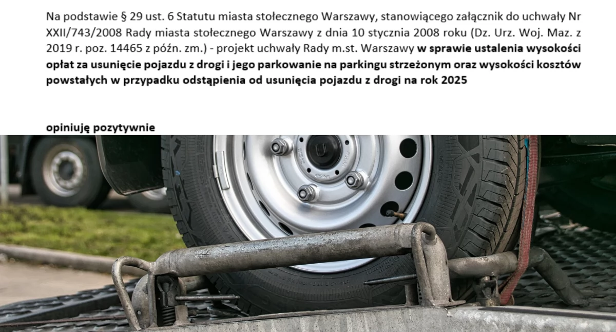 Opłata za odholowanie samochodu w 2024 roku na Ursynowie