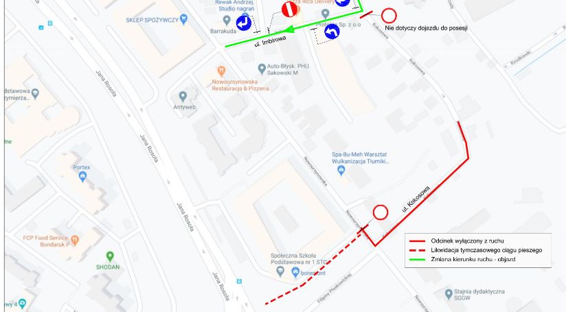 Tymczasowo zamknięto ulicę Kokosową 