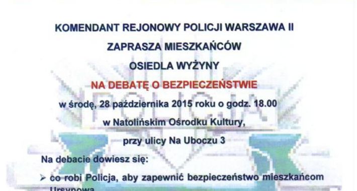 Zapraszamy mieszkańców osiedla Wyżyny na debatę o bezpieczeństwie