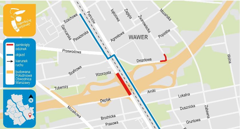 Utrudnienia w Wawrze: Zamknięte ul. Żwanowiecka i Drozdowa