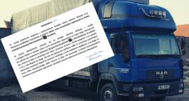 Ciężarówki na drodze łączącej Wał Zawadowski z ul. Bruzdową 