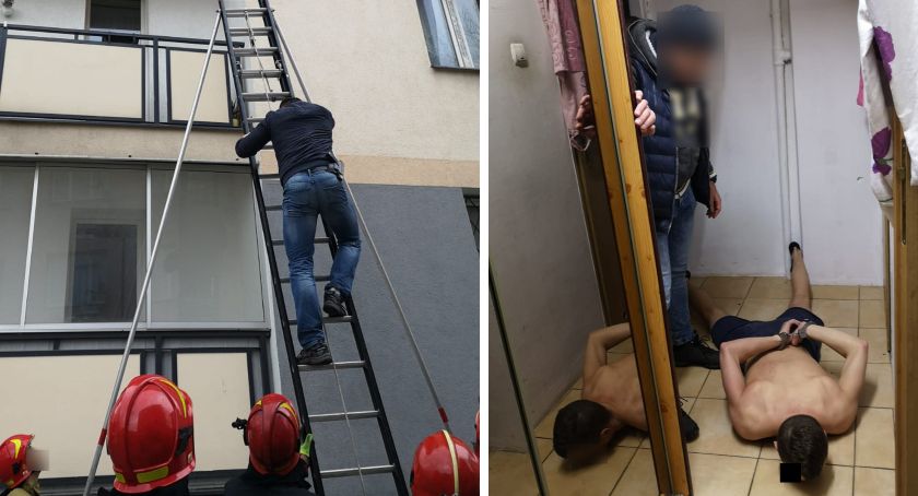 Policjanci weszli po drabinie i zatrzymali poszukiwanego listem gończym