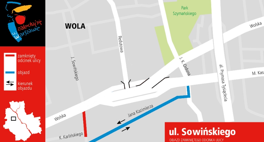 Zamknięta ul. J. Sowińskiego w weekend 19-21 marca