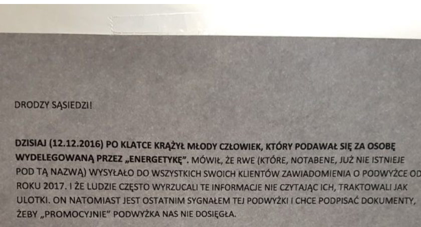 Mieszkańcy alarmują. Uwaga na podszywających się pracowników 