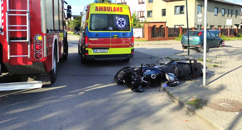 Kochanowskiego - wypadek motocykla i samochodu osobowego