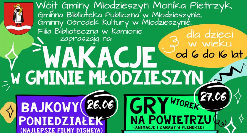 Wakacje w gminie Młodzieszyn w terminie 26 czerwca- 1 lipca