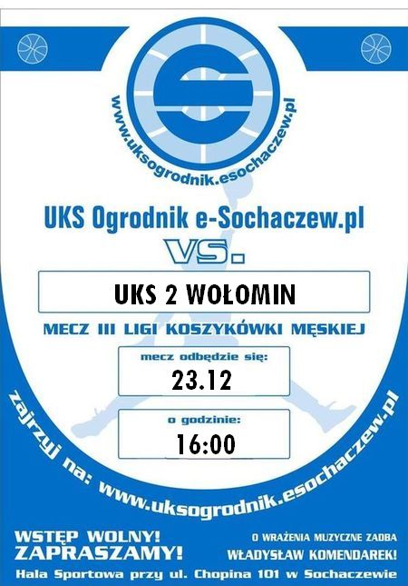 Ostatni mecz w tym roku! Zapraszamy!