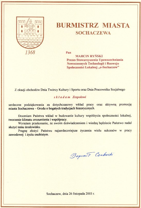 e-Sochaczew.pl uhonorowany