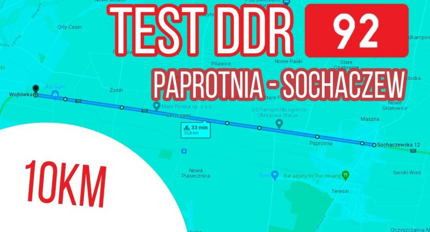 Jazda rowerem szosowym po drodze wzdłuż trasy 92 od Teresina do Sochaczewa
