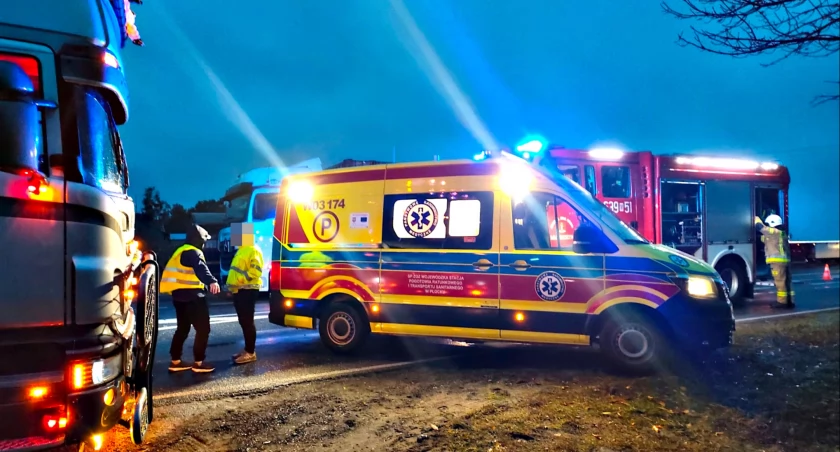 Potrącenie pieszego przez ciężarówkę na DK50 - na miejscu działały wszystkie jednostki ratownicze 