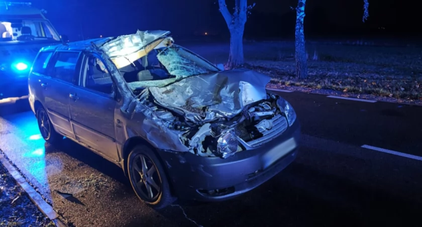 Wypadek z udziałem ciągnika rolniczego i osobówki w Mizerce