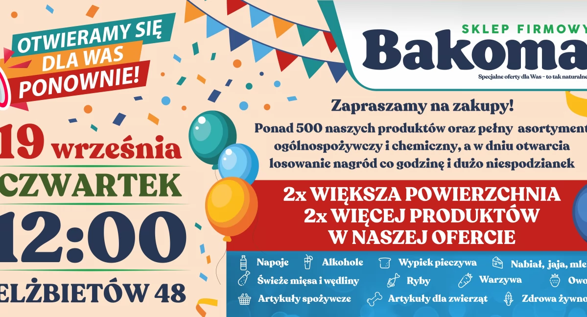 Wielkie otwarcie Sklepu Firmowego Bakoma w Elżbietowie