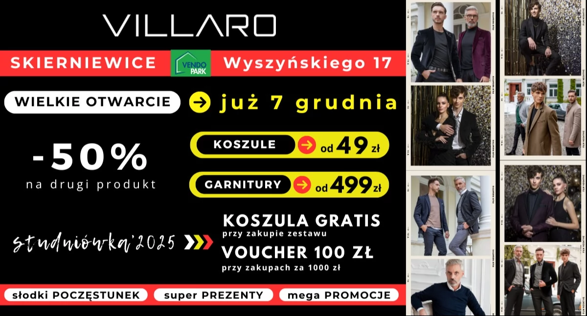 Już 7 grudnia – Moda Męska VILLARO – Wielkie Otwarcie w Skierniewicach!