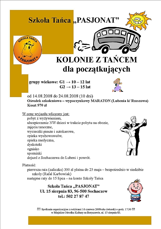 KOLONIE Z TAŃCEM Szkoła Tańca Pasjonat