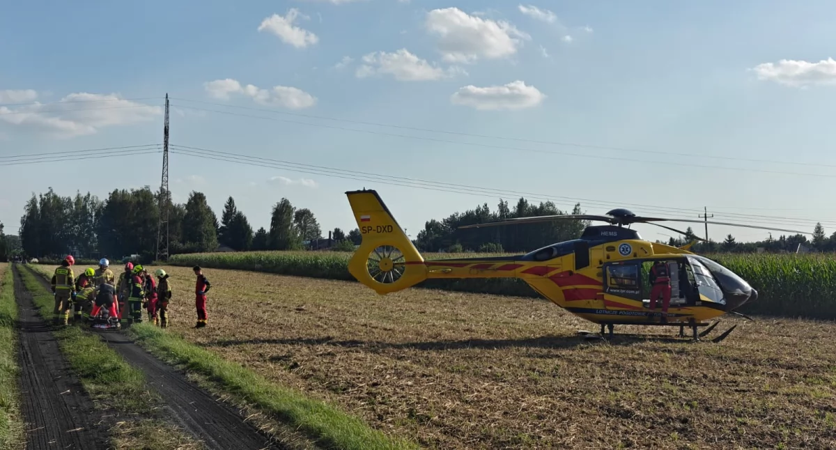 Poparzony oparami paliwa — pracowita niedziela strażaków z gminy Teresin 