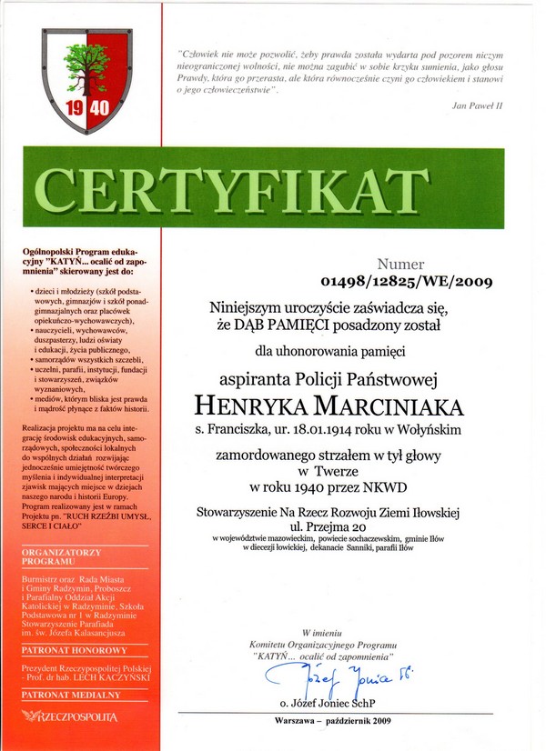 Posadzimy Dęby Katyńskie