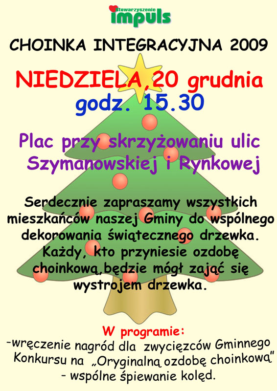 Zaproszenie na CHOINKĘ INTEGRACYJNĄ