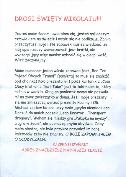 List do Świętego Mikołaja – finał