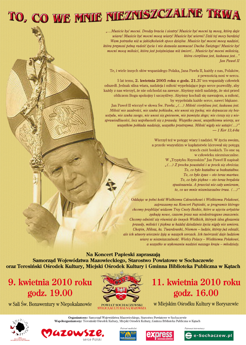 Zapraszamy na Koncert Papieski