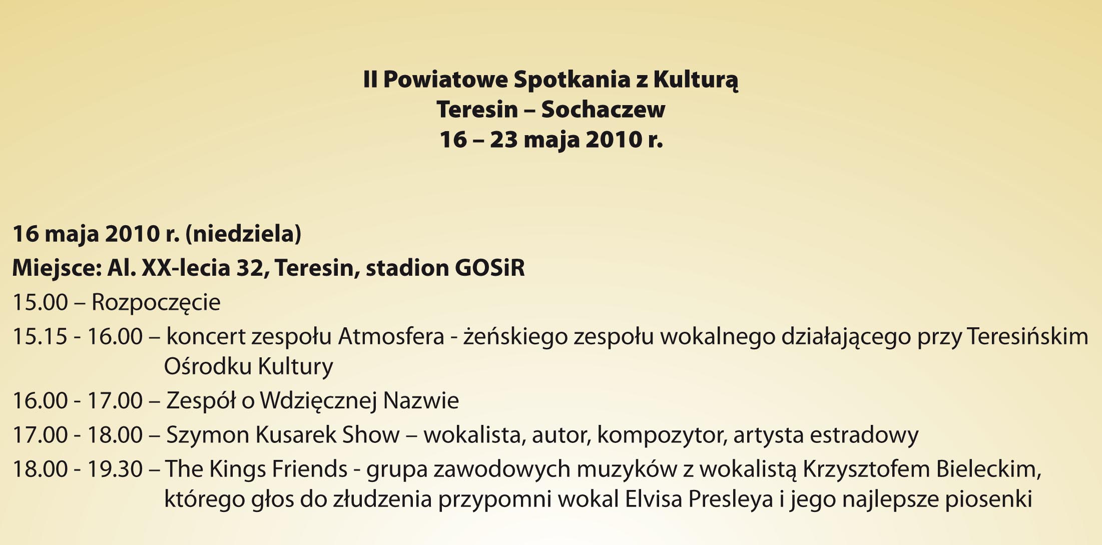 W najbliższą niedzielę zapraszamy do Teresina