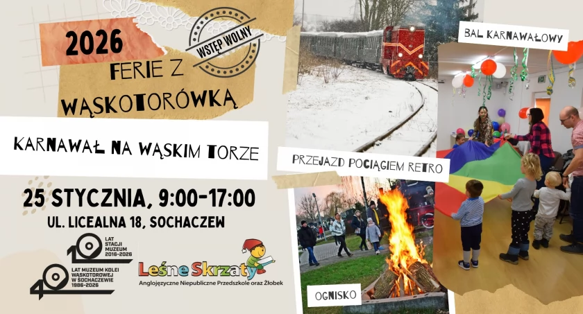 "Karnawał na wąskim torze 2026" w Muzeum Kolei Wąskotorowej w Sochaczewie - zapraszamy!