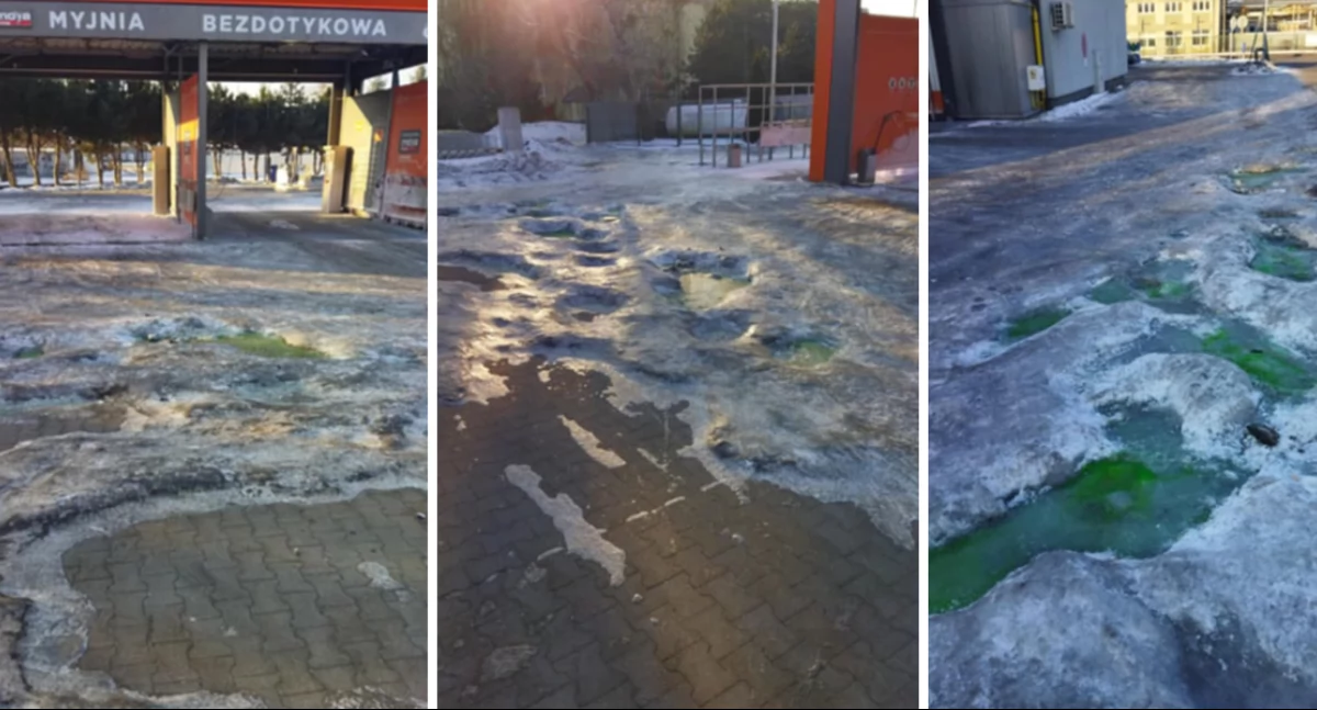 Parking skuty lodem - jednak nie z winy natury