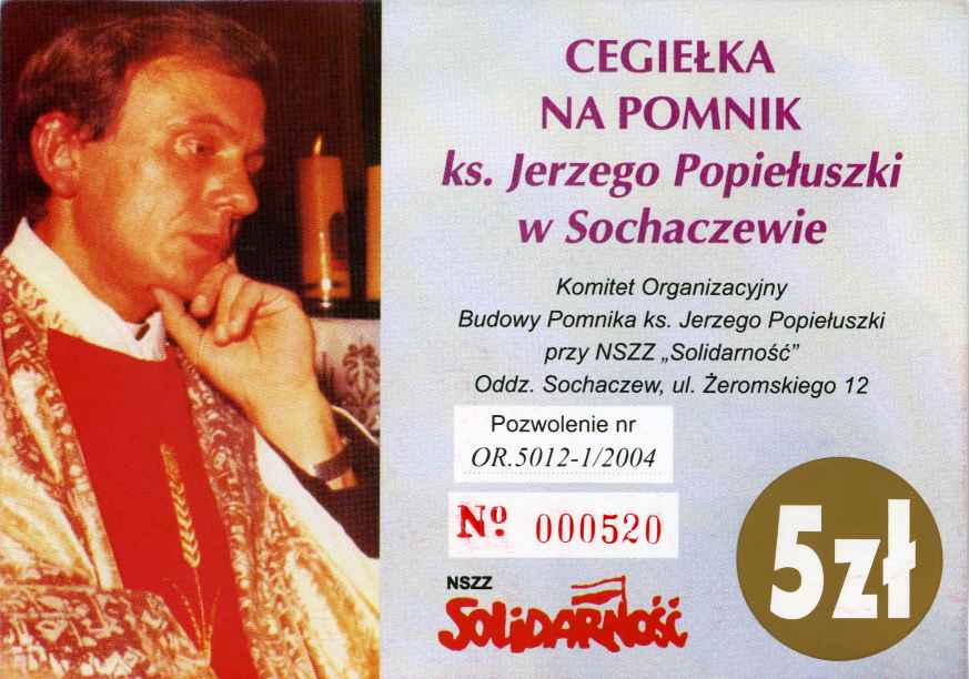 Pomnik-tablica ku czci ks. Jerzego Popiełuszki