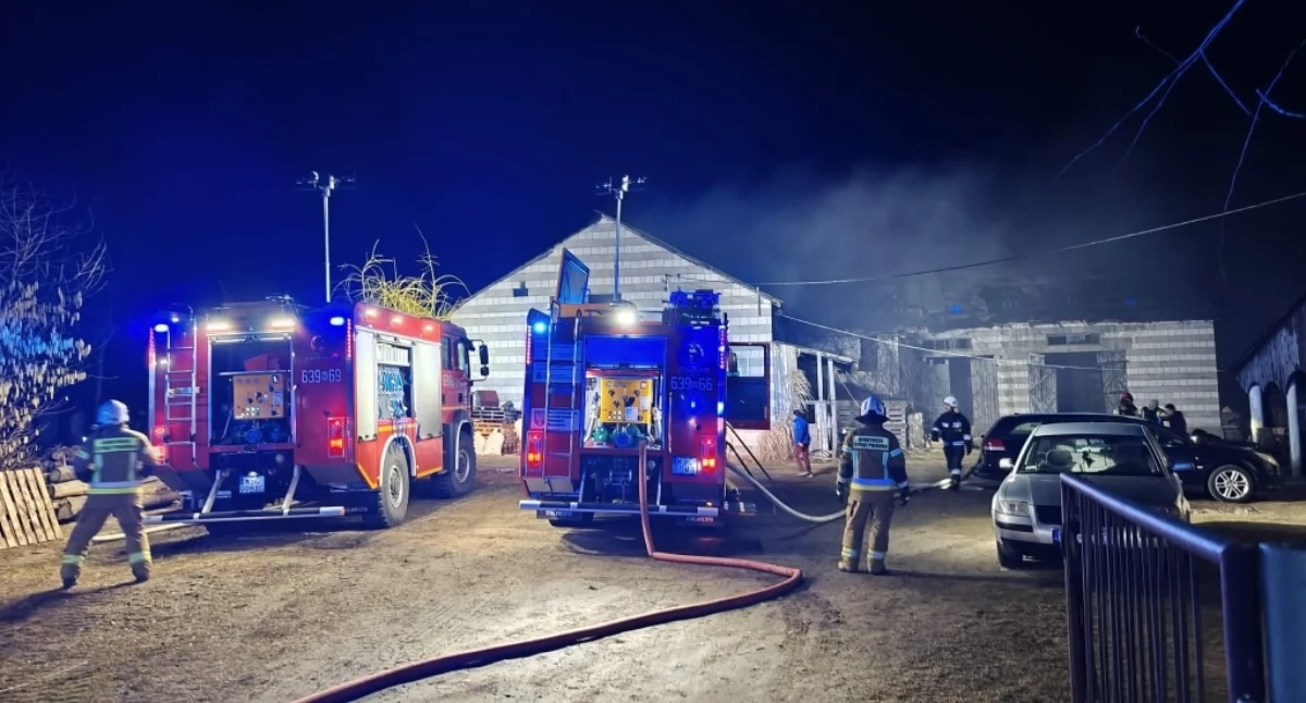 Pożar w Przejmie - nocna akcja strażaków