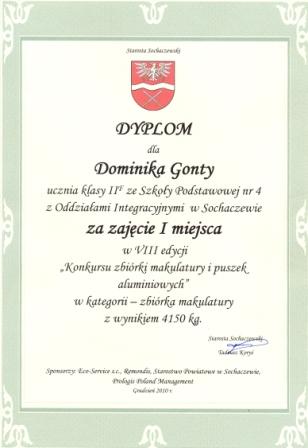 VIII POWIATOWY KONKURS ZBIÓRKI MAKULATURY I PUSZEK ALUMINIOWYCH zakończony