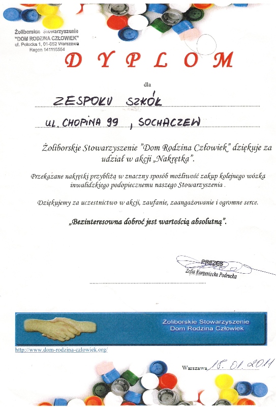 Warto pomagać! Akcja „nakrętki”