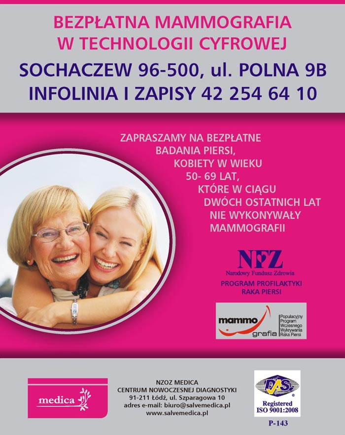 Bezpłatne badania mammograficzne w Sochaczewie