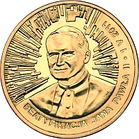 Moneta o nominale 2 zł z Papieżem Janem Pawłem II