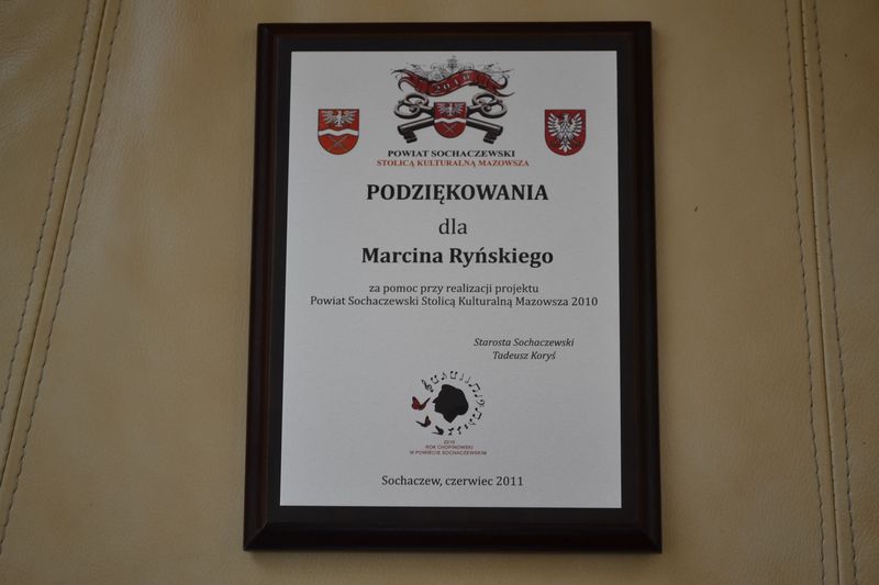 Stolica Kulturalna Mazowsza 2010 - podziękowanie dla e-Sochaczew.pl